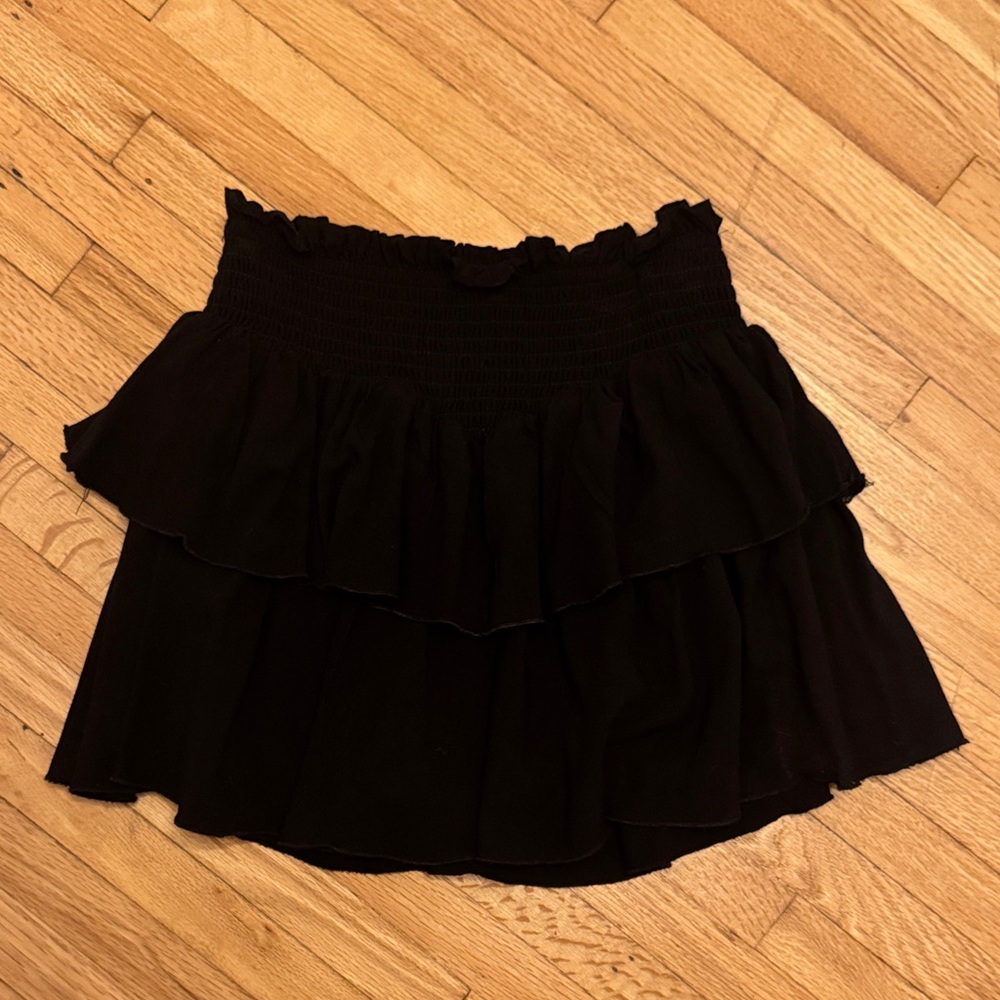 Katie J NYC Black Tiered Ruffle Mini Skirt